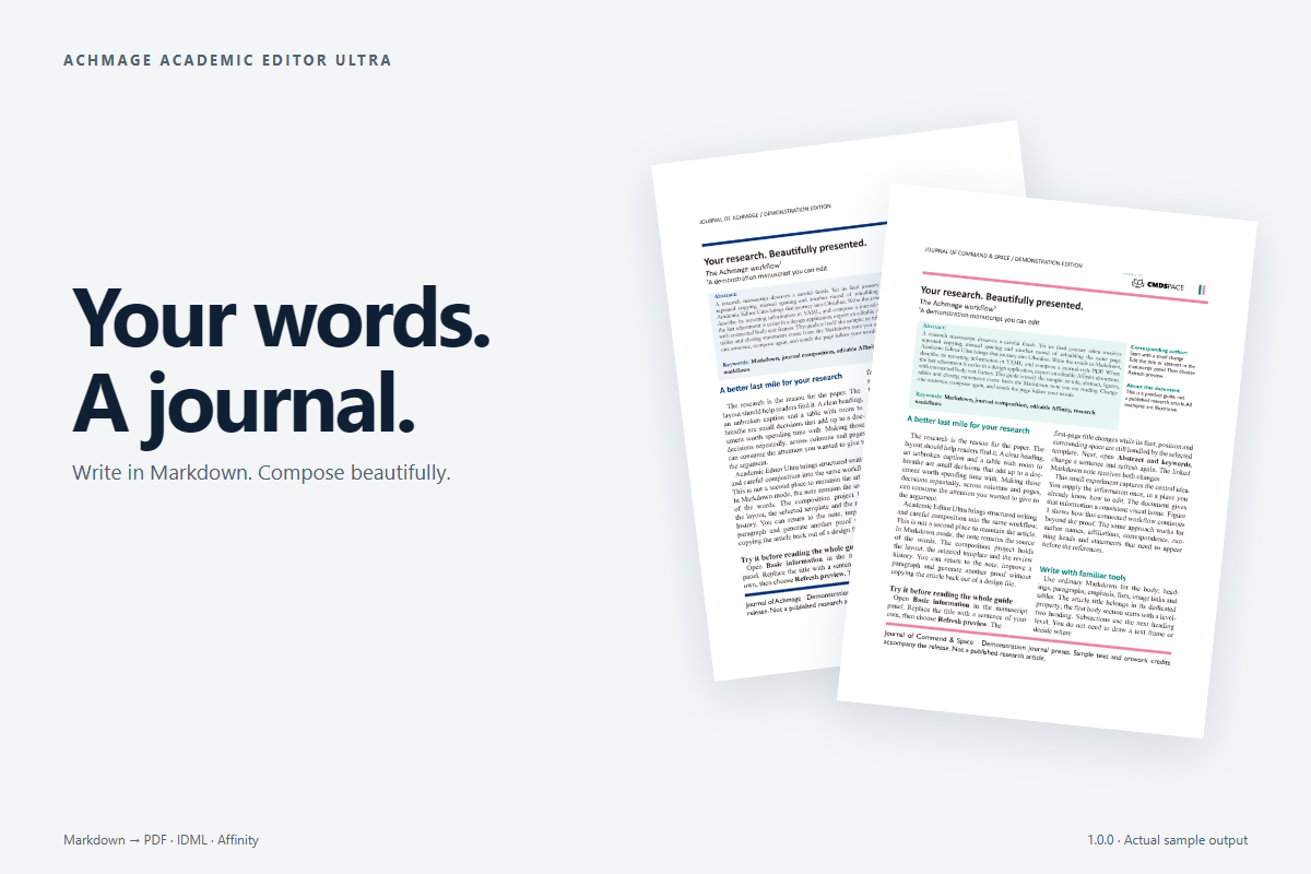 One Markdown manuscript, two custom journals