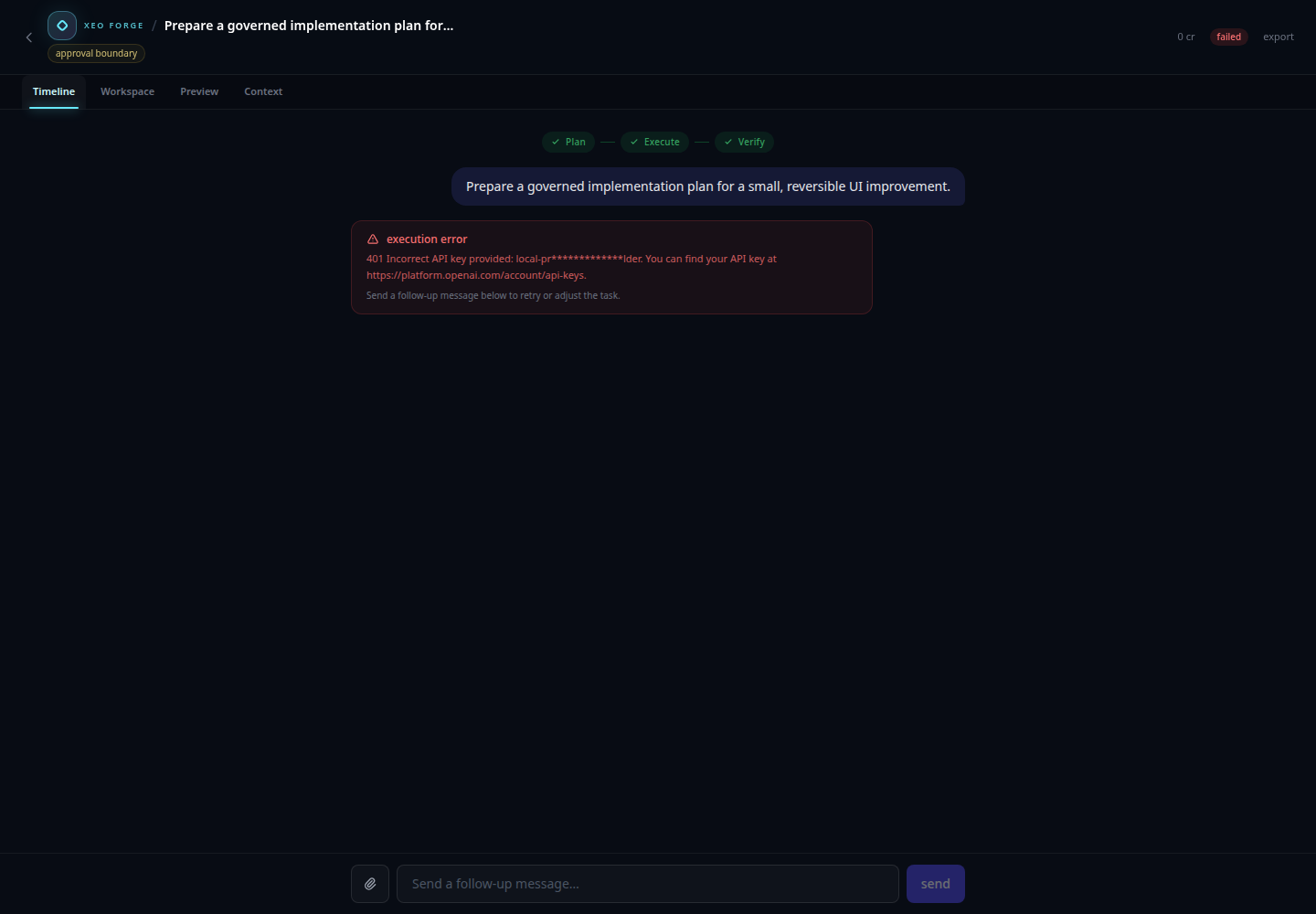 Xeo Forge V3 governed run