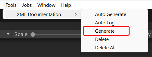generate xml documentation menu