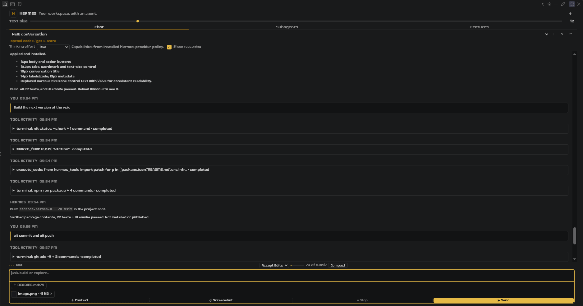 RadCode chat view