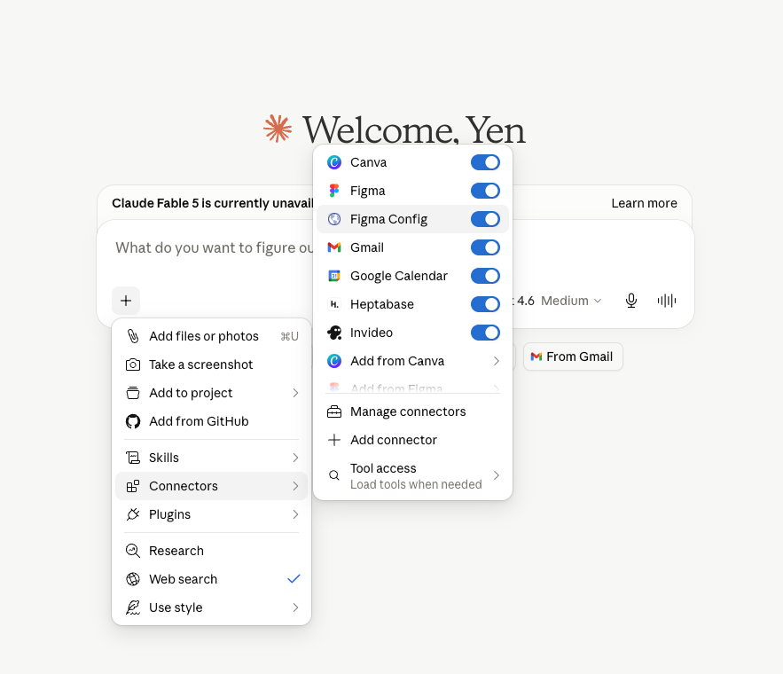Figma Config connector active in Claude
