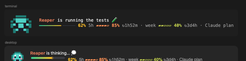 the band in the terminal and the desktop app