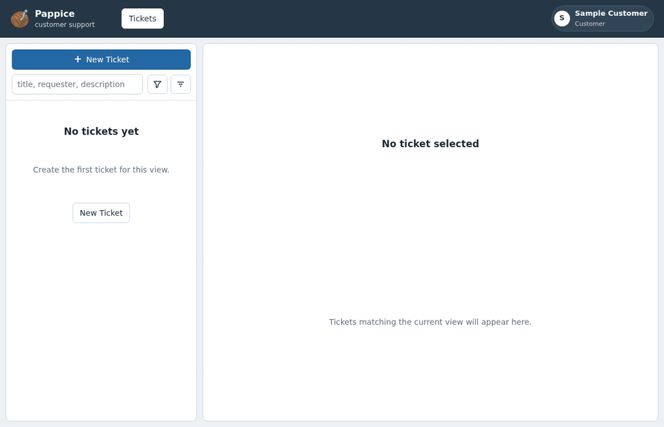 Pappice chat-style ticketing demo