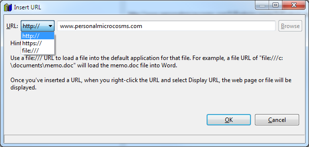 Edit / Insert URL Dialog