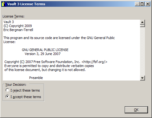 License Terms Dialog