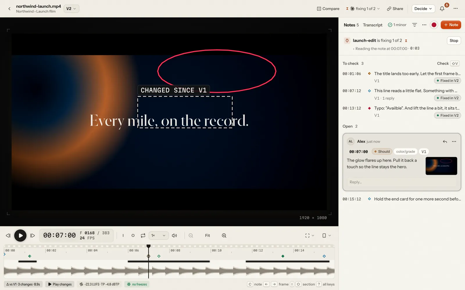 The player in the light theme: the stage stays dark