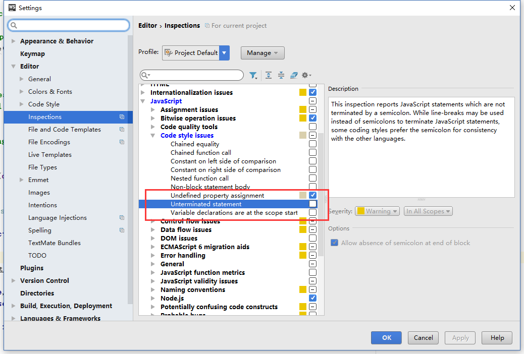 webstorm-config-unset-unterminated