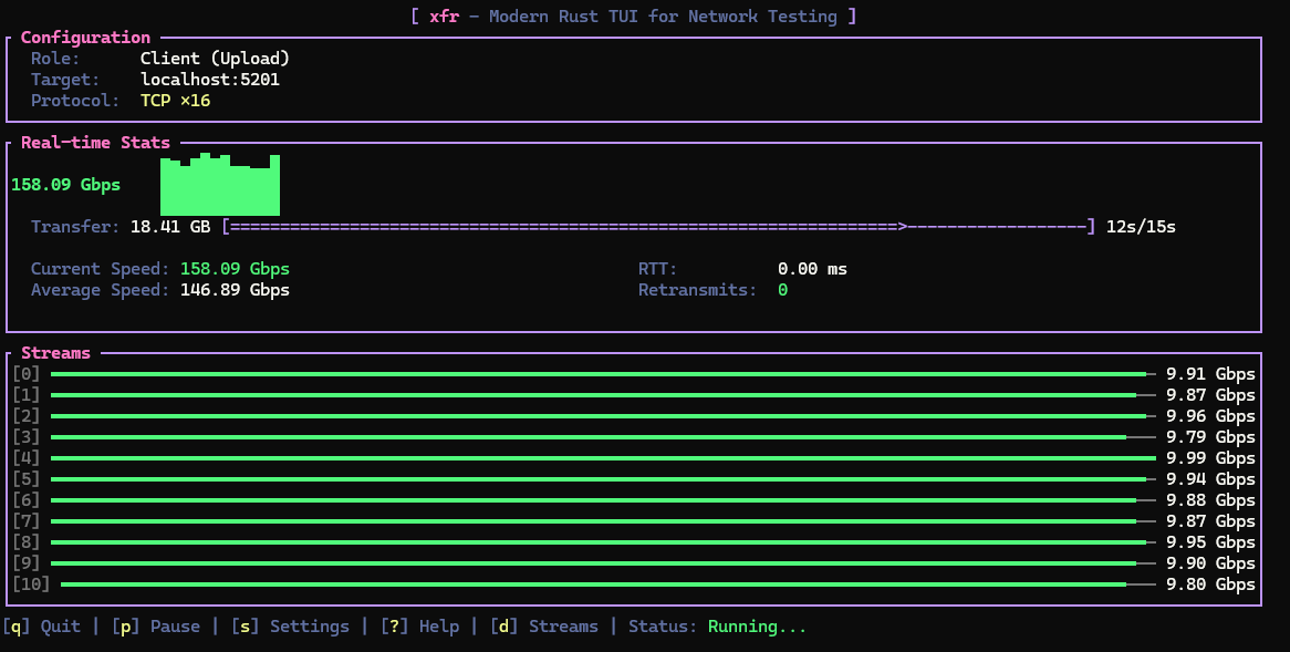 xfr TUI interface