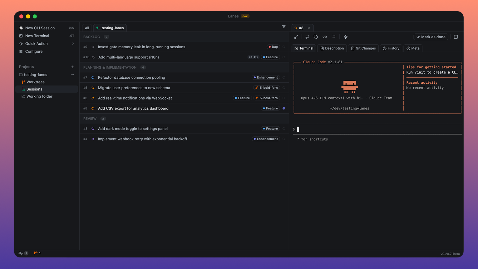 Lanes Dashboard