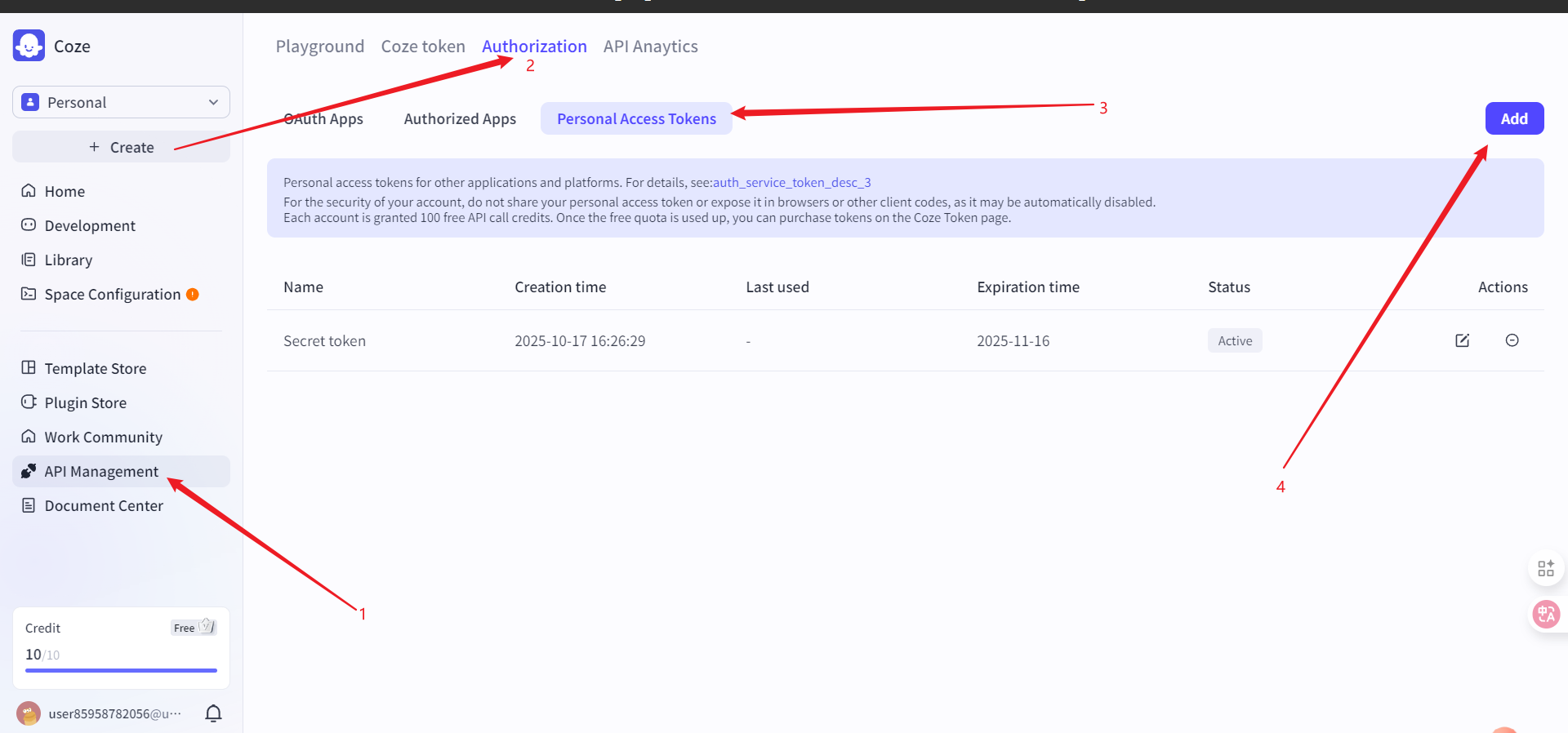 Coze Application API Key