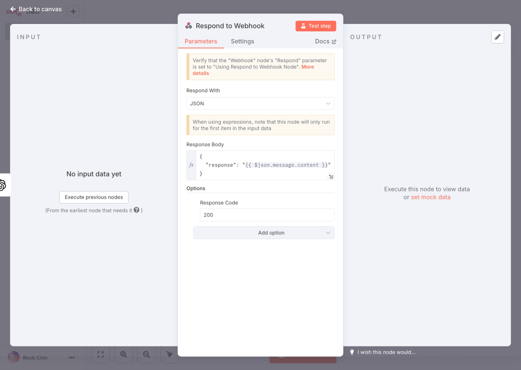 n8n workflow response configuration