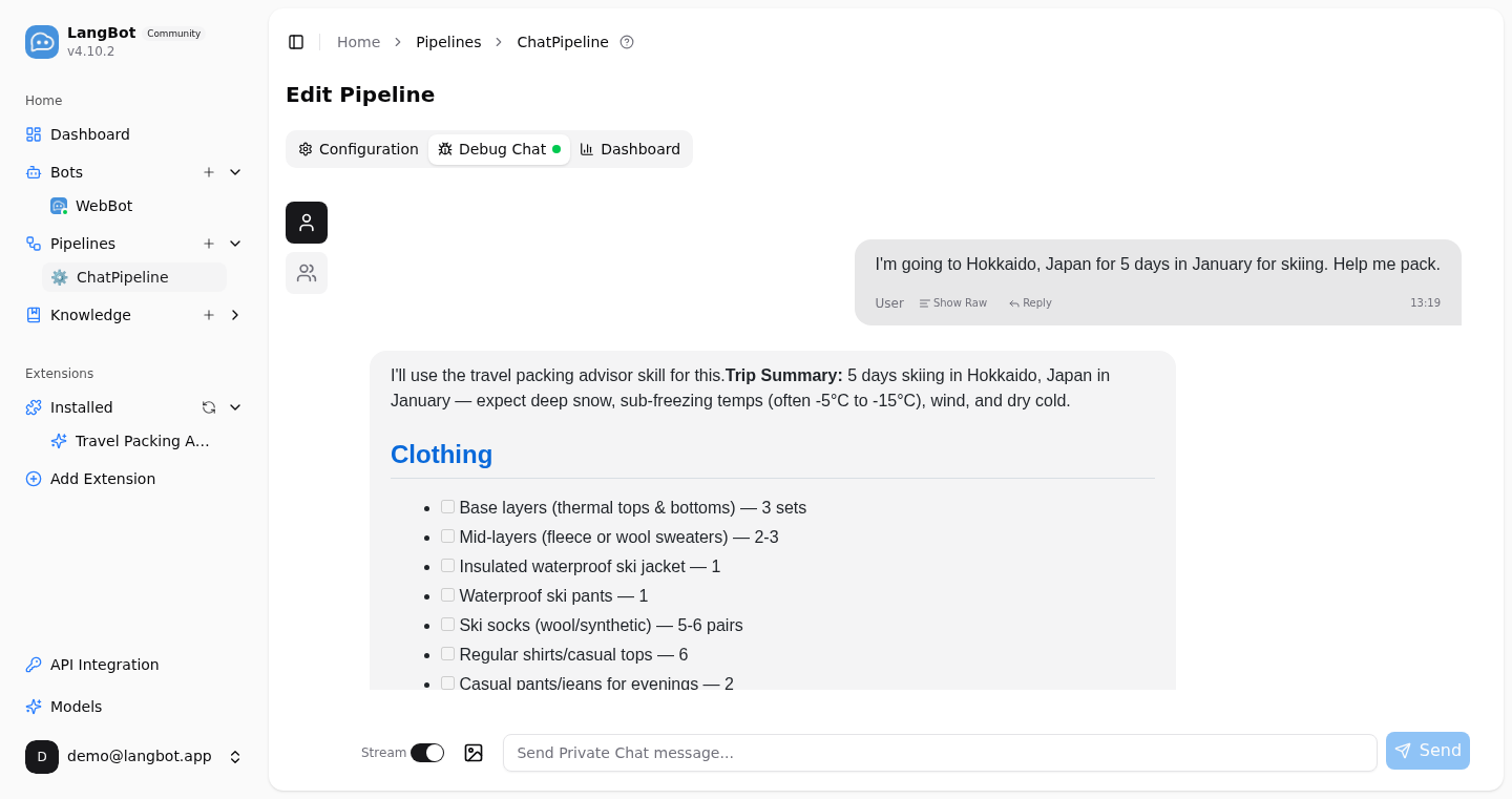 LangBot Skill-driven Agent: producing structured output following a predefined skill