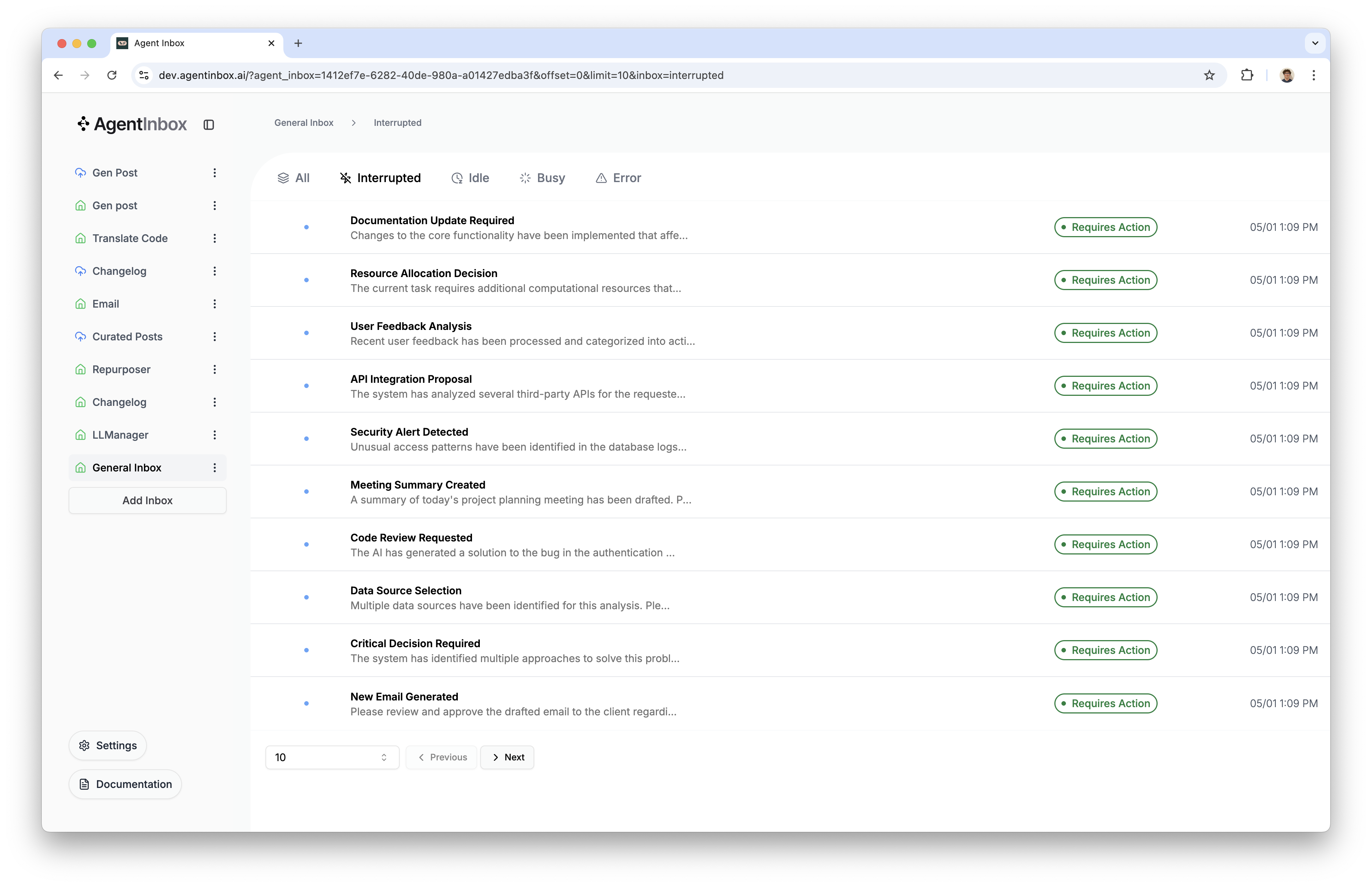 Agent Inbox Screenshot