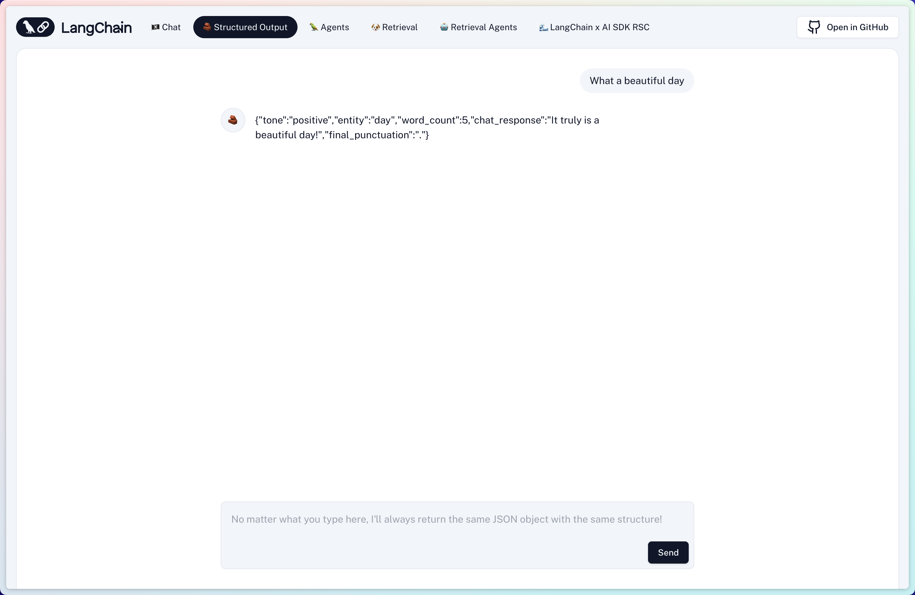 A streaming conversation between the user and an AI agent