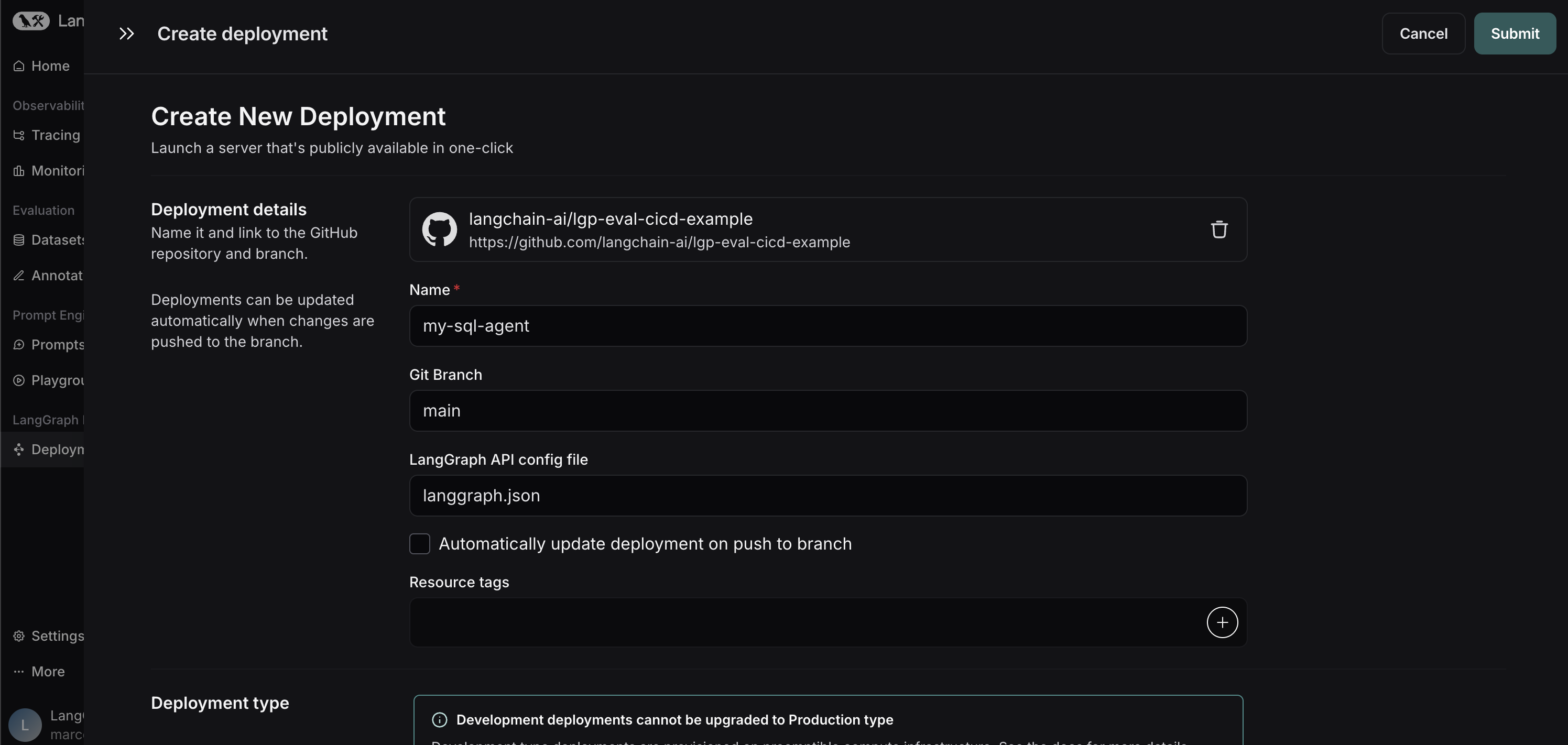 Cloud Deployment UI
