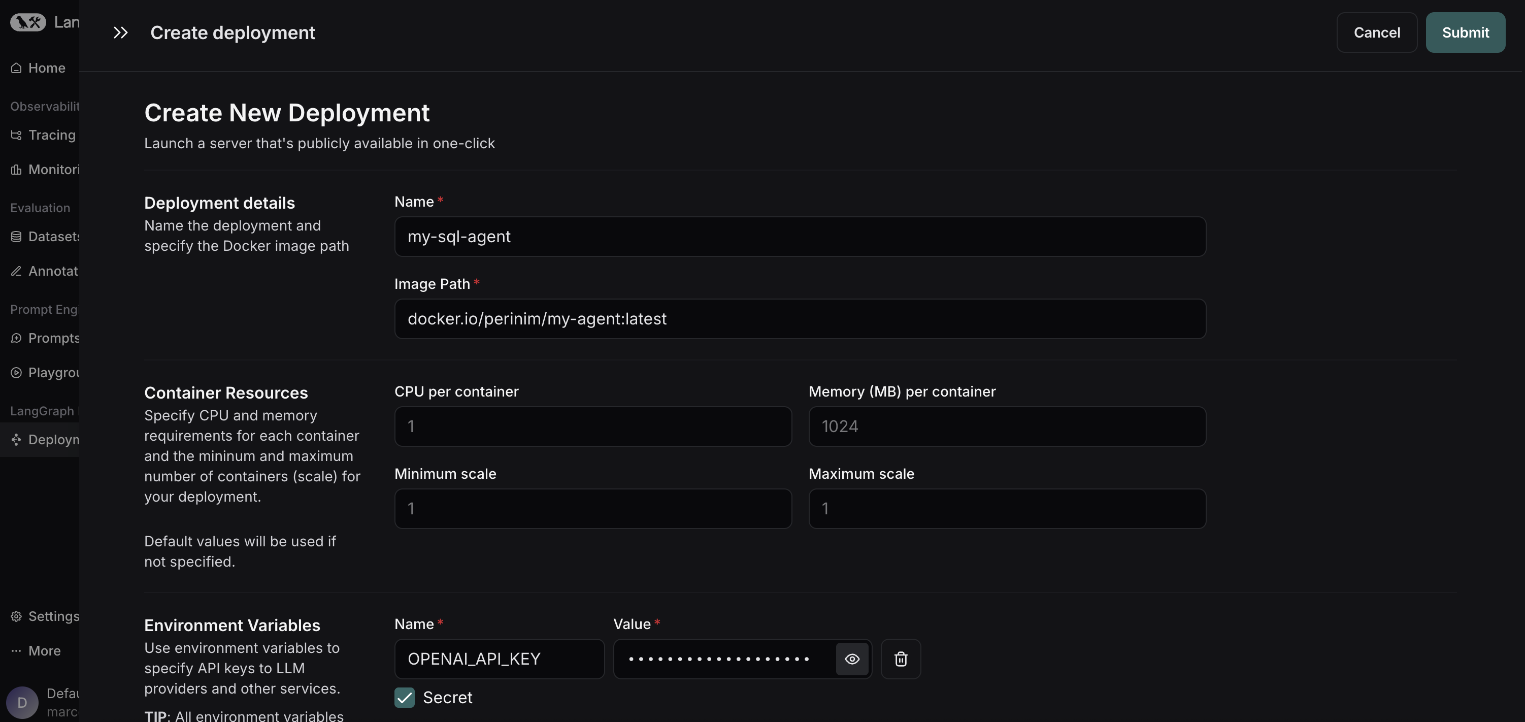 Self-Hosted Deployment UI