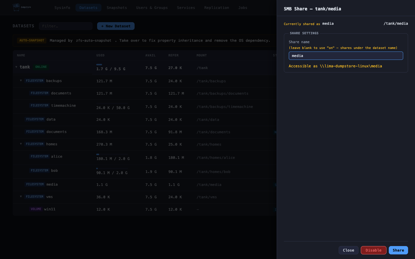 SMB usershare