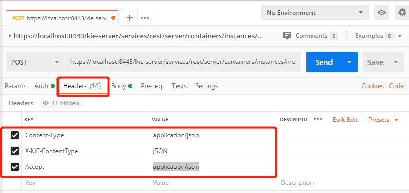 call rules in kie server: set Headers