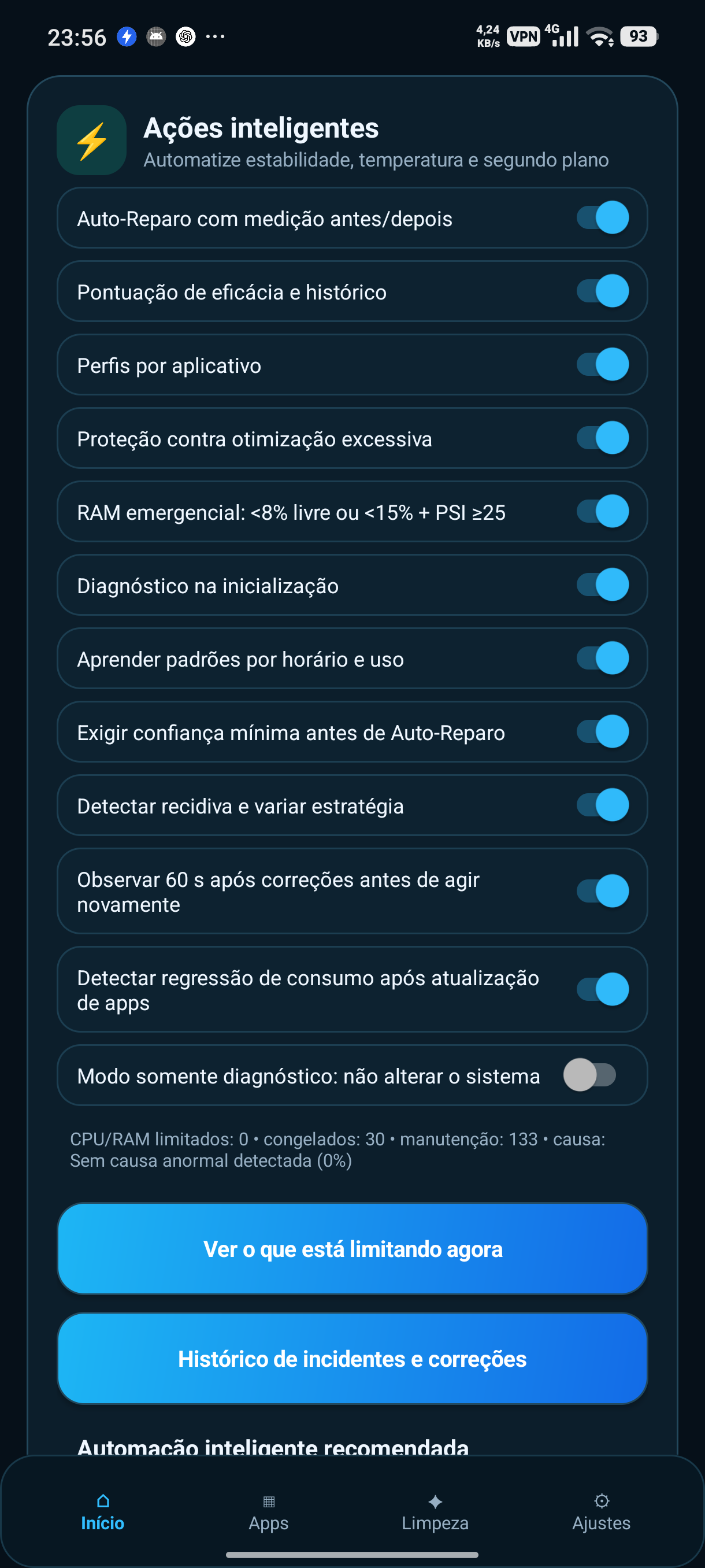 Ações inteligentes do Adaptive Performance