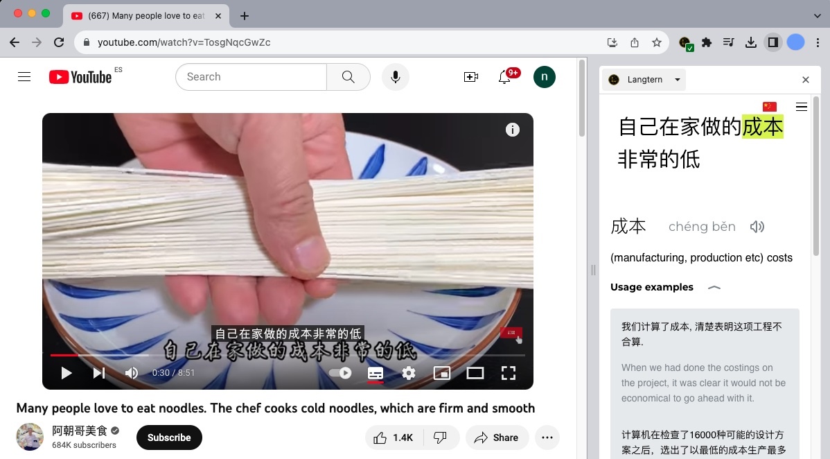 Langtern assisting Youtube in Chinese