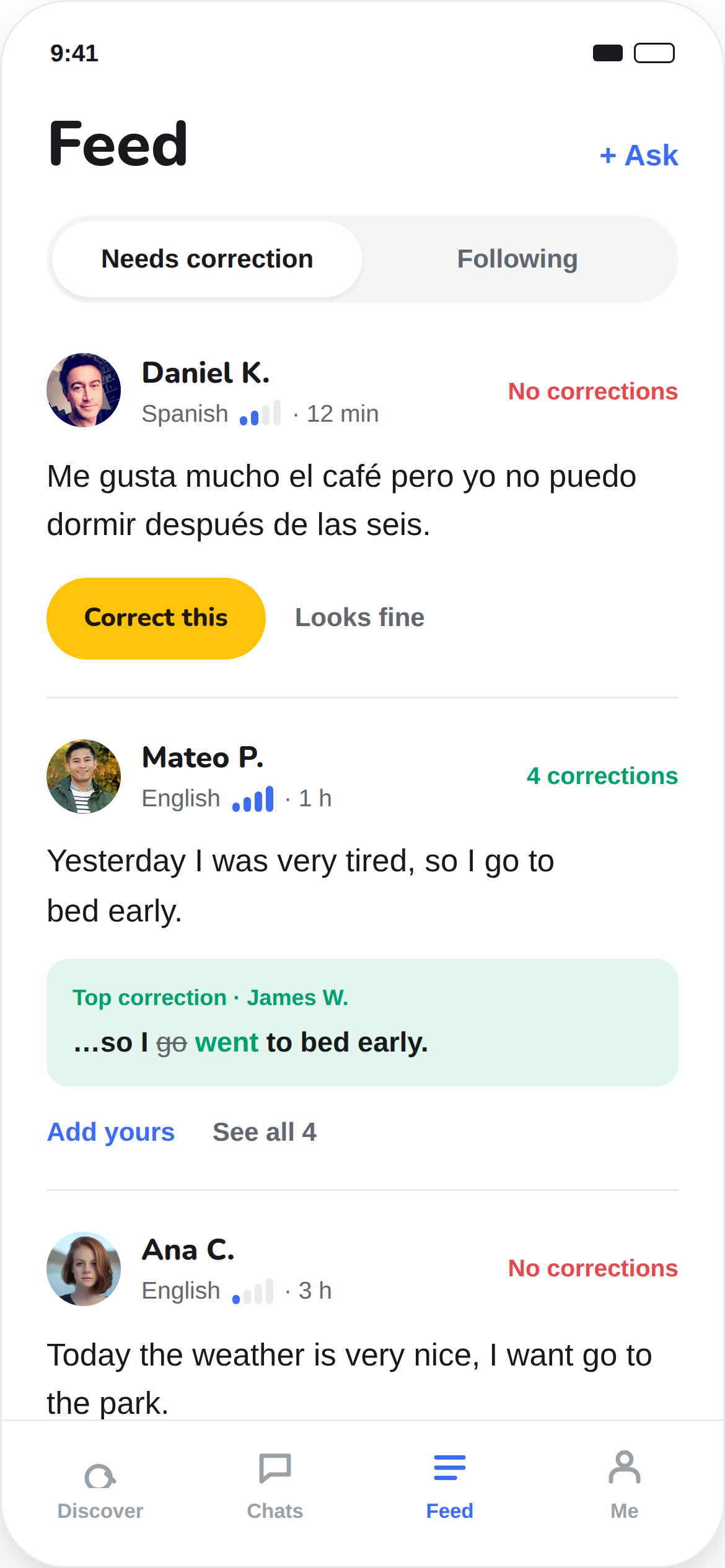 Feed — corrections are always free