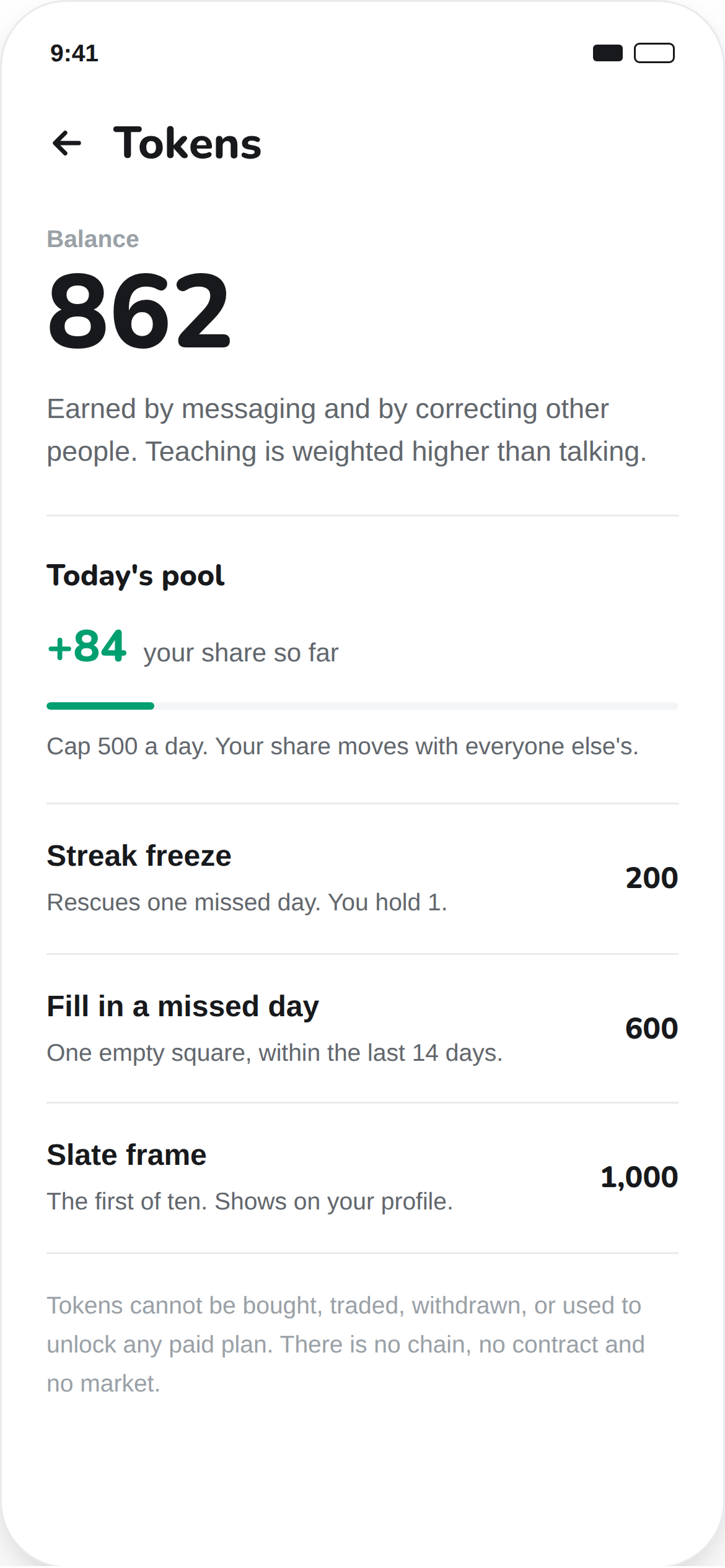 Tokens — earned by teaching