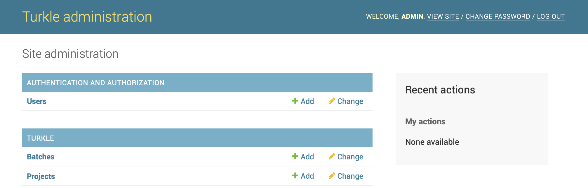 Turkle admin UI