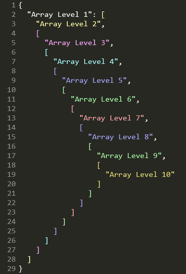 Monokai Classic, nested arrays