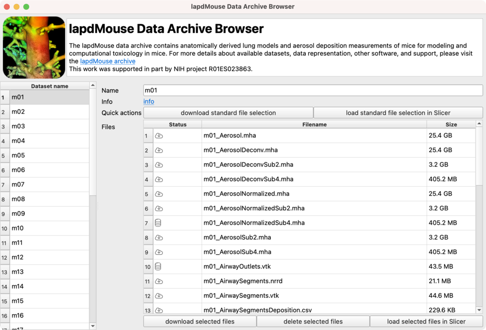 lapdMouseBrowser main window