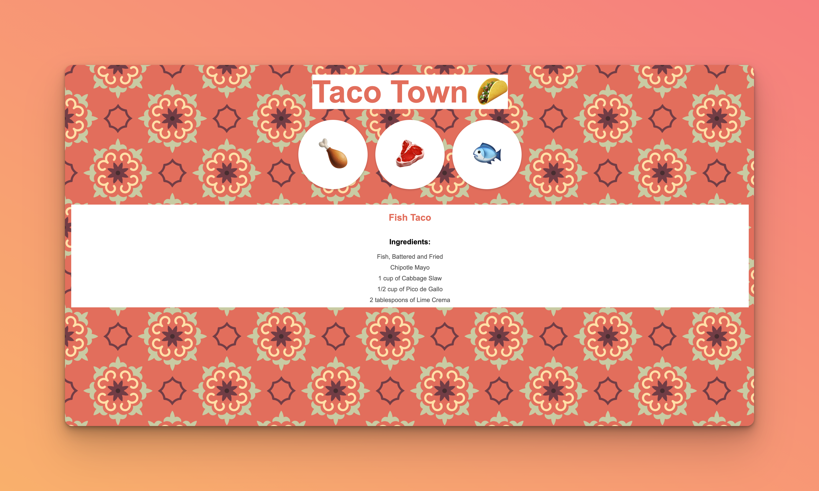 Taco Recipe API Project