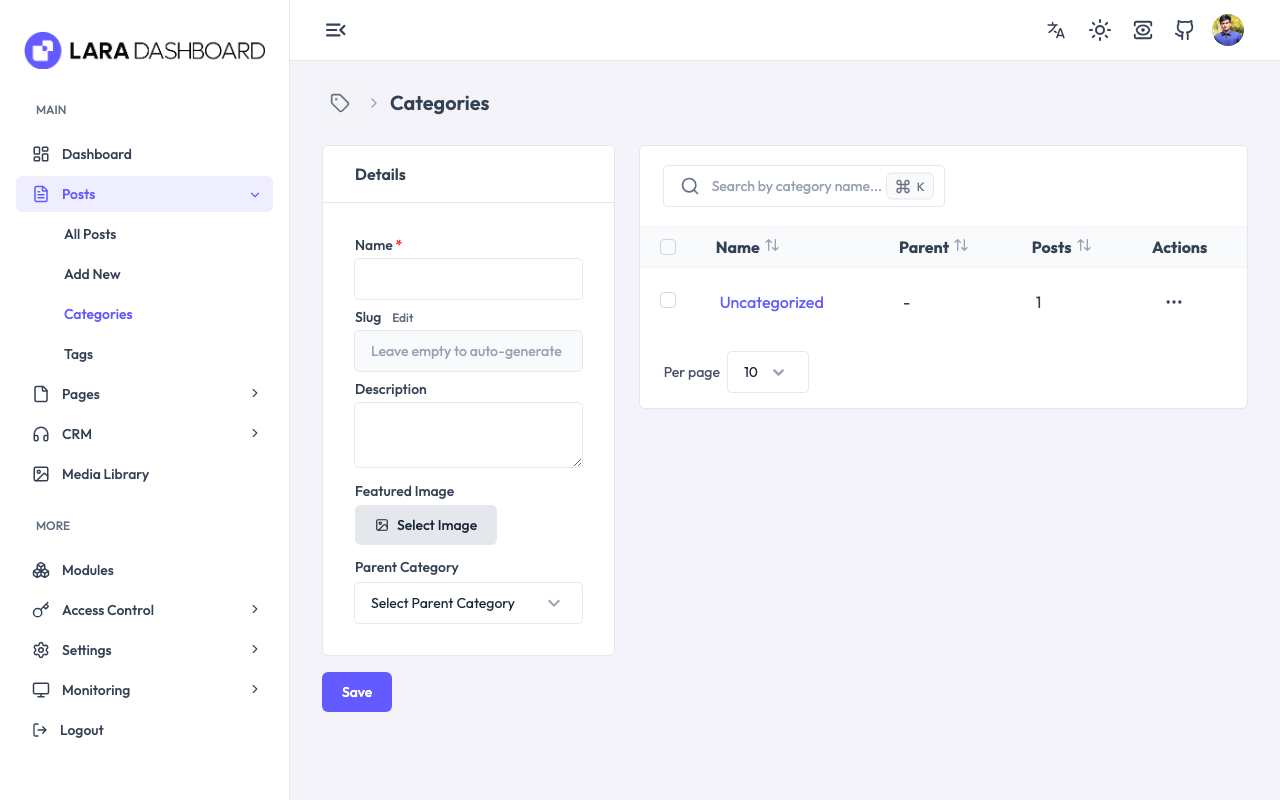 Category List & Create