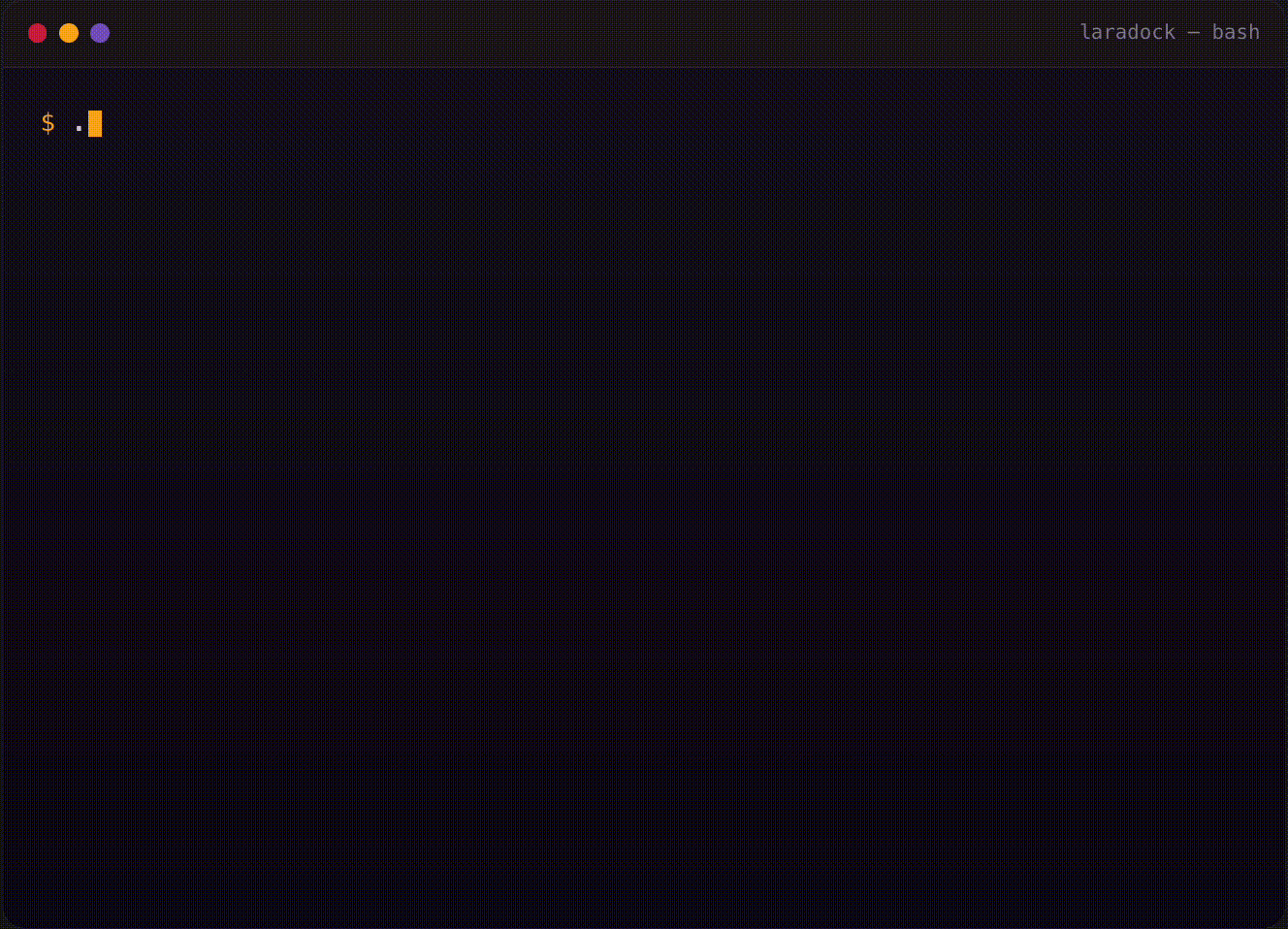 Laradock demo: running ./laradock start to launch a full PHP stack on Docker