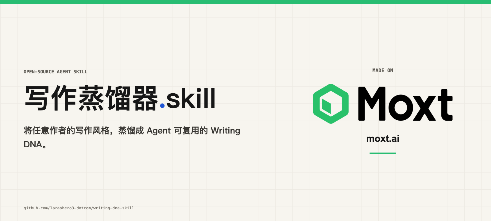 写作蒸馏器.skill：将任意作者的写作风格蒸馏成 Agent 可复用的 Writing DNA