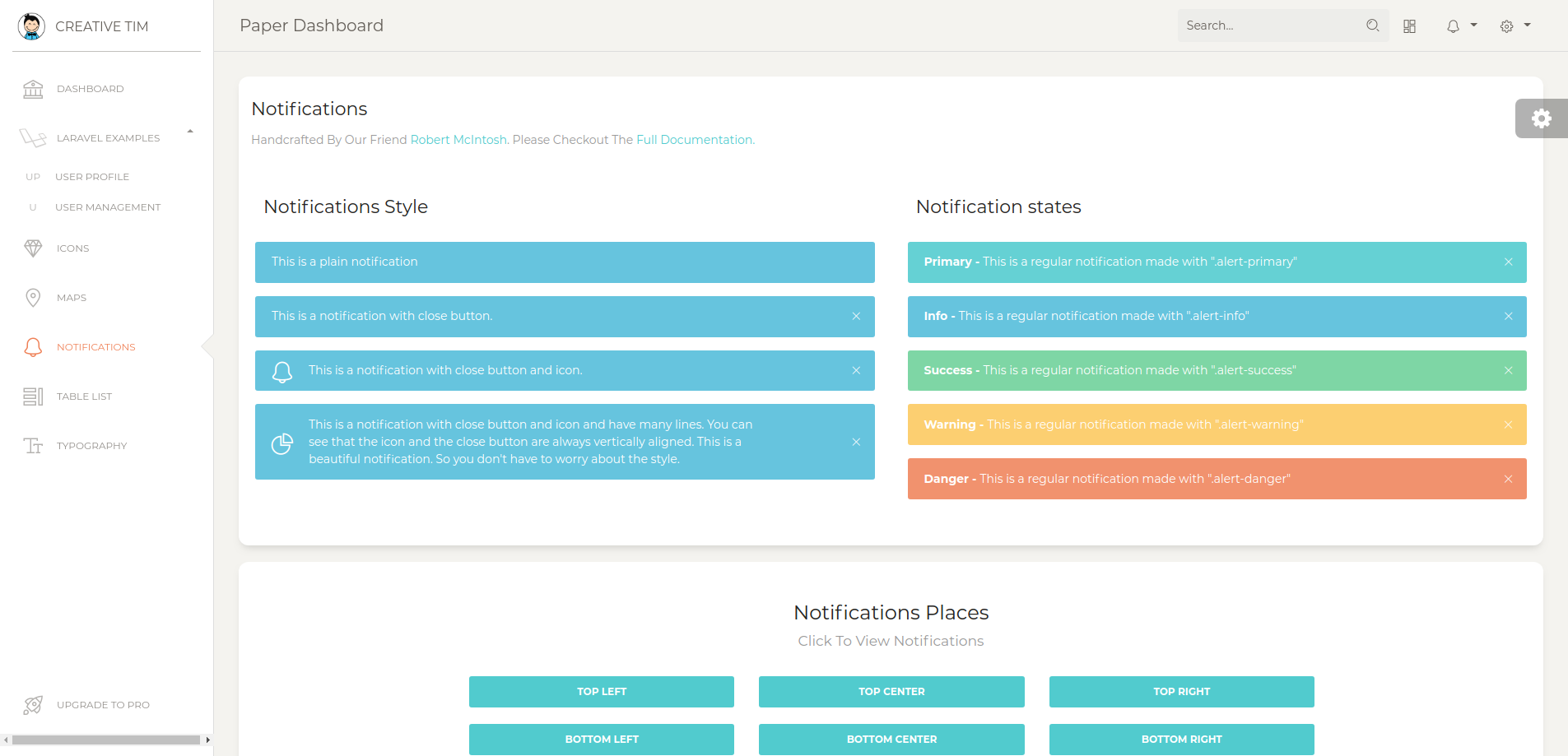 Notifications Page