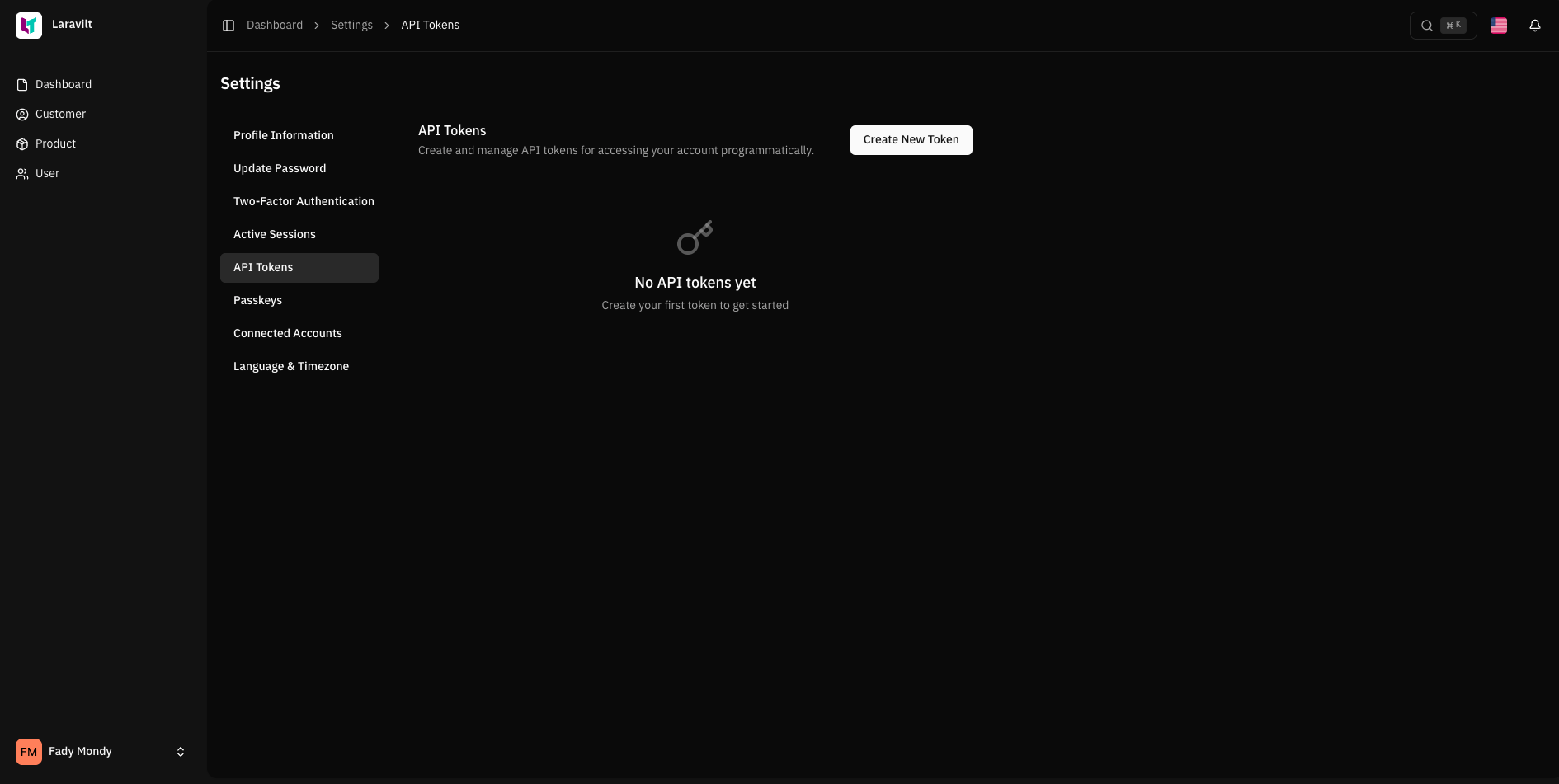 API Token Empty State