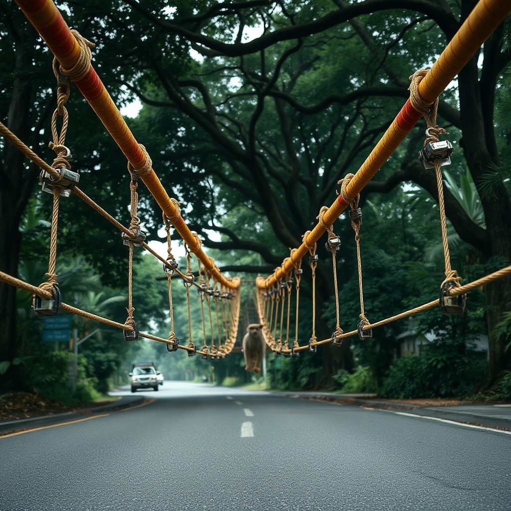 消防水帶變身空中走廊：馬來西亞檳城如何用「天橋」拯救瀕危葉猴