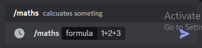 example of command usage (/maths 1+2+3)