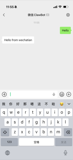 Wechatian screenshot — Phone chat with the bot