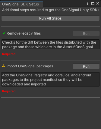 sdk setup steps window