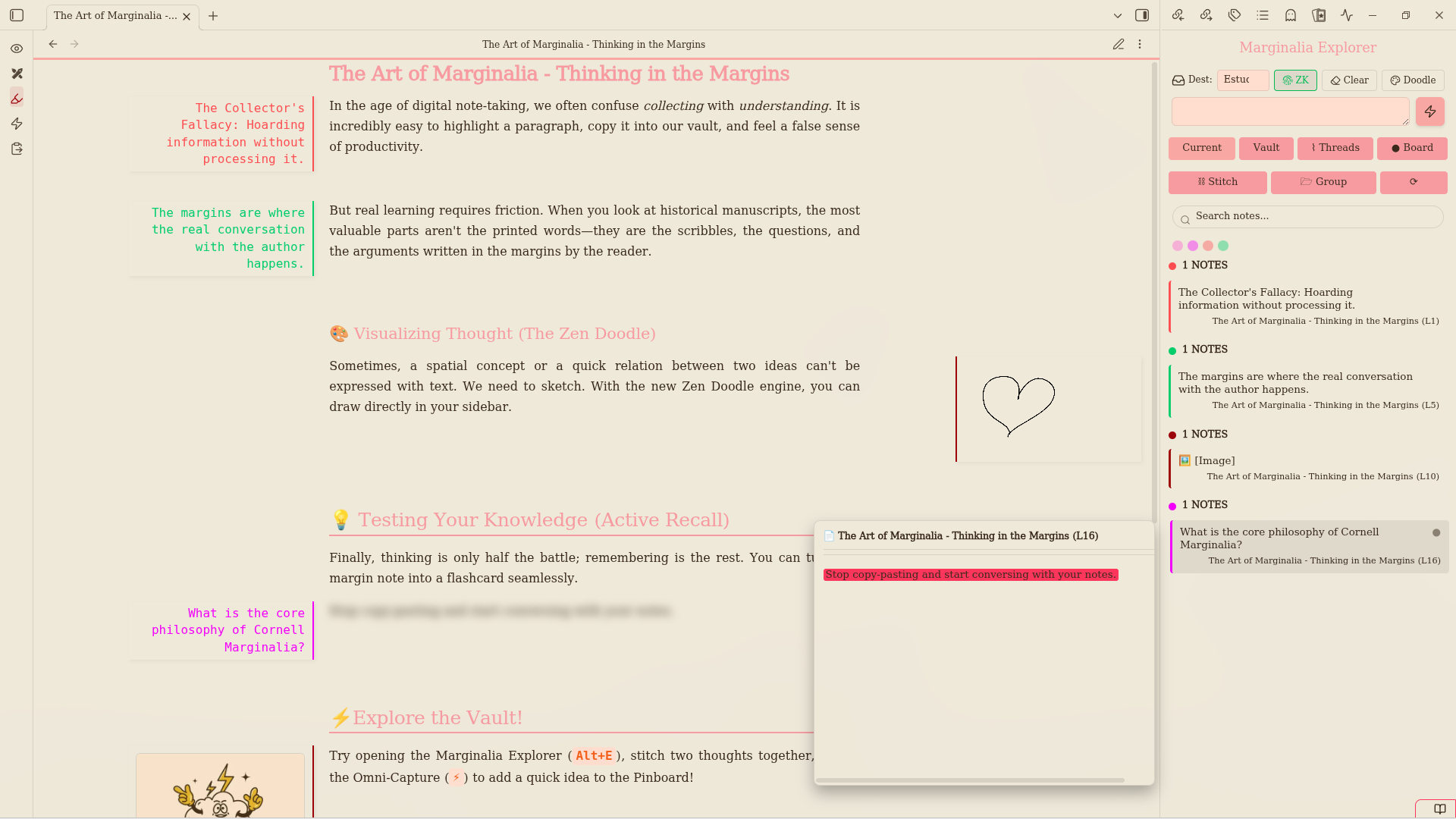 Cornell Marginalia - Obsidian Plugin