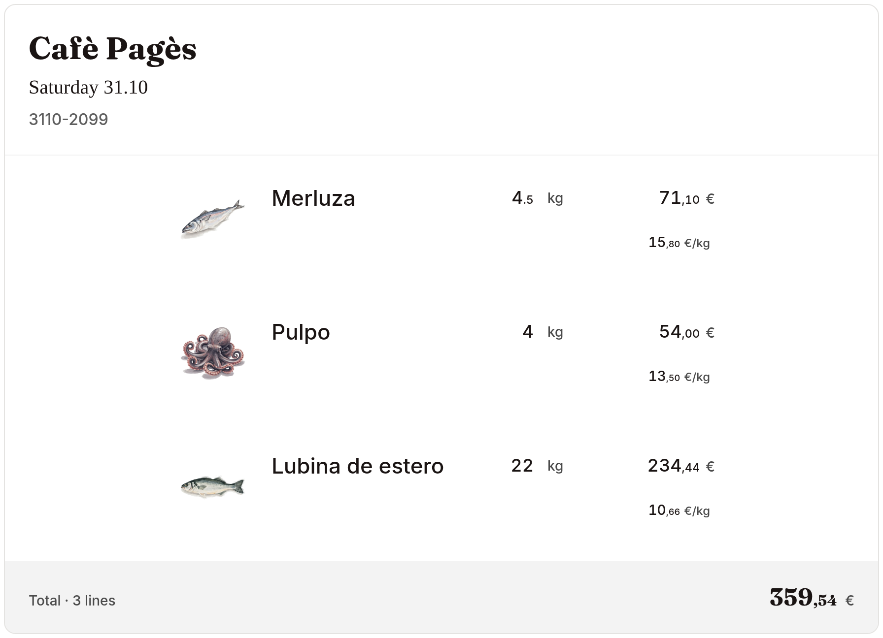 Order with the same catalogue products
