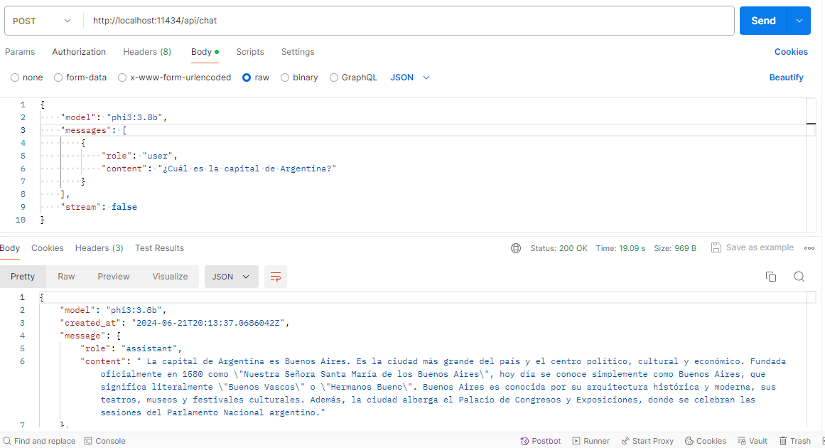 Prueba de Phi-3 en Postman