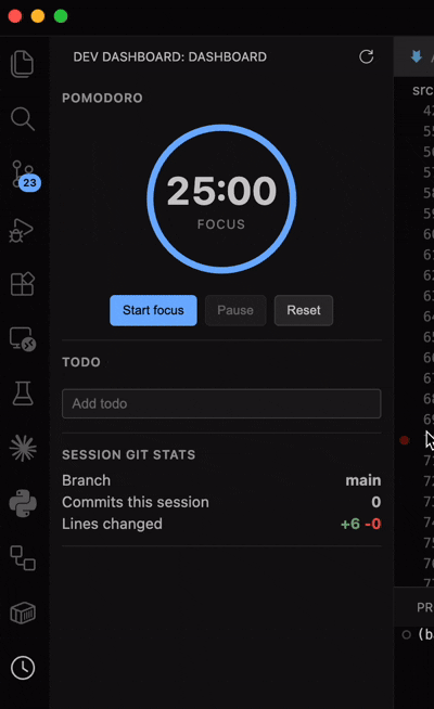 Dev Dashboard in action