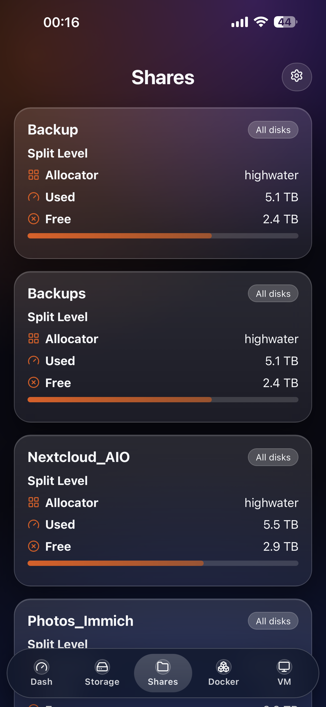 Shares screenshot