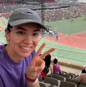 Lauren at a baseball stadium