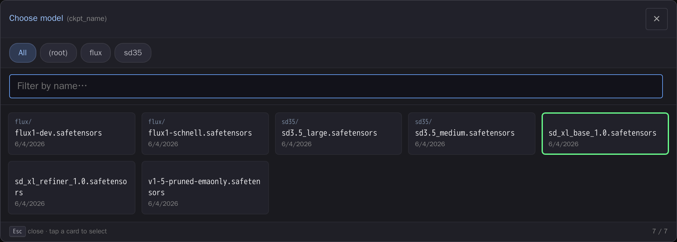 Model gallery picker