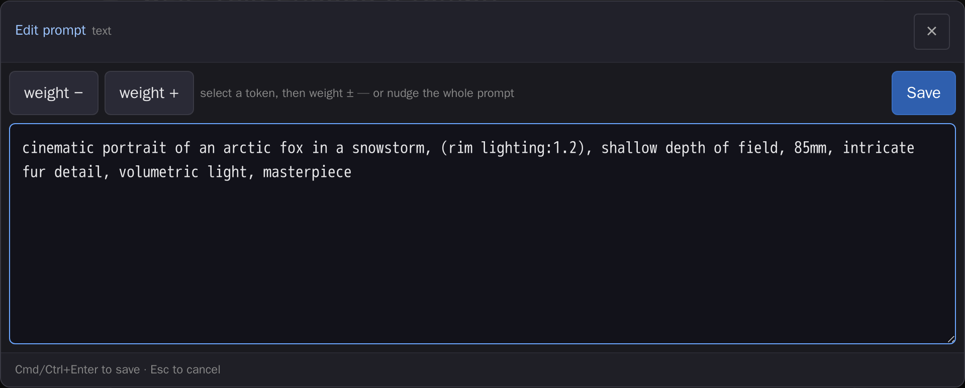 Prompt editor modal