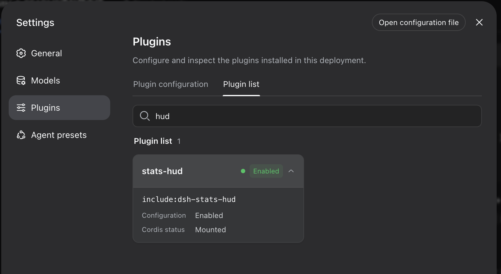 dsh-stats-hud in the plugin list