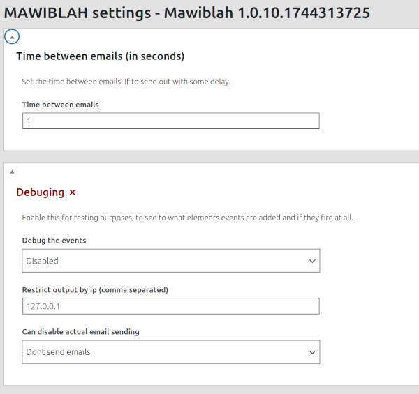 Settings page