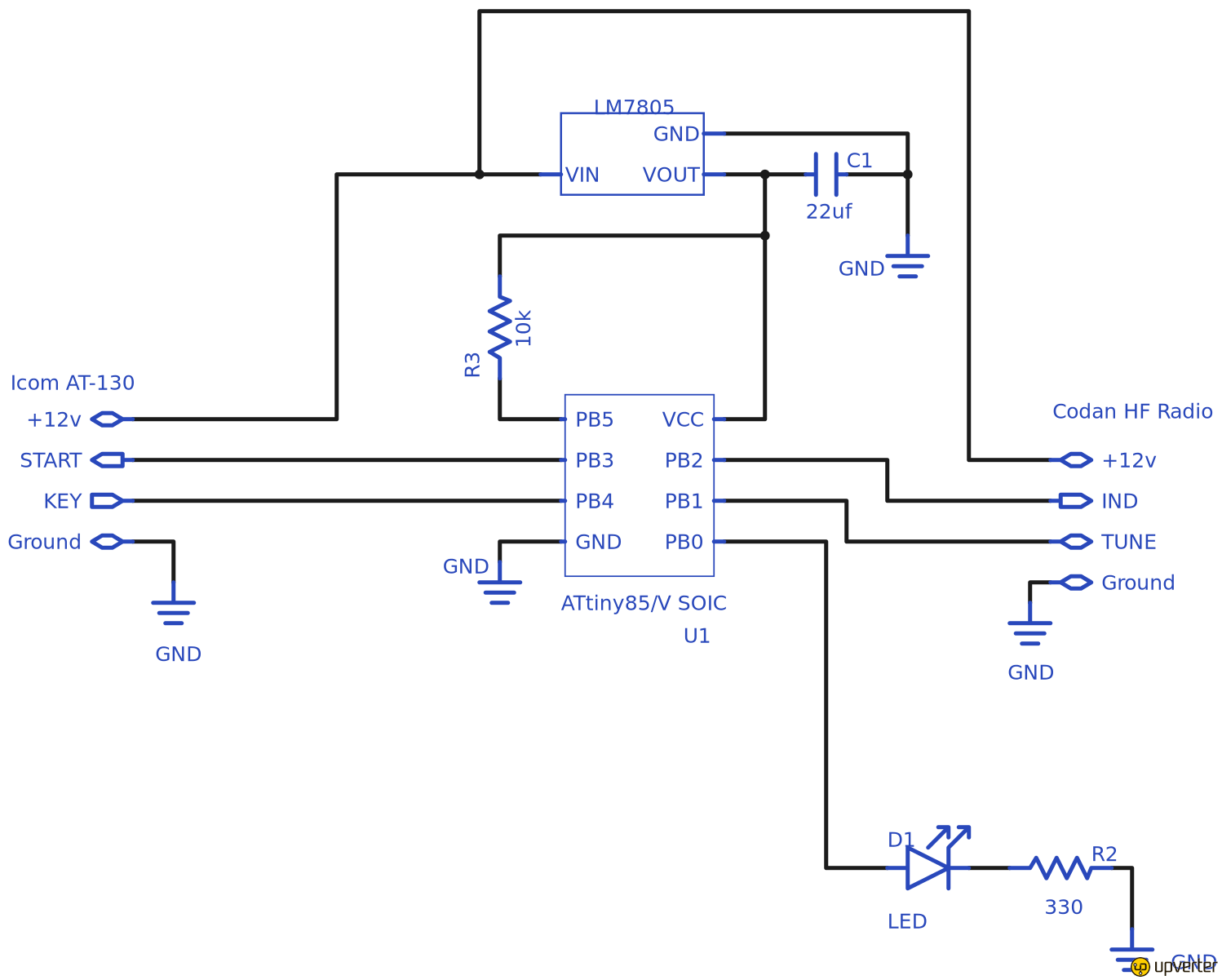 Schematic for AT-130 to Codan 8528 9323 NGT HF radio